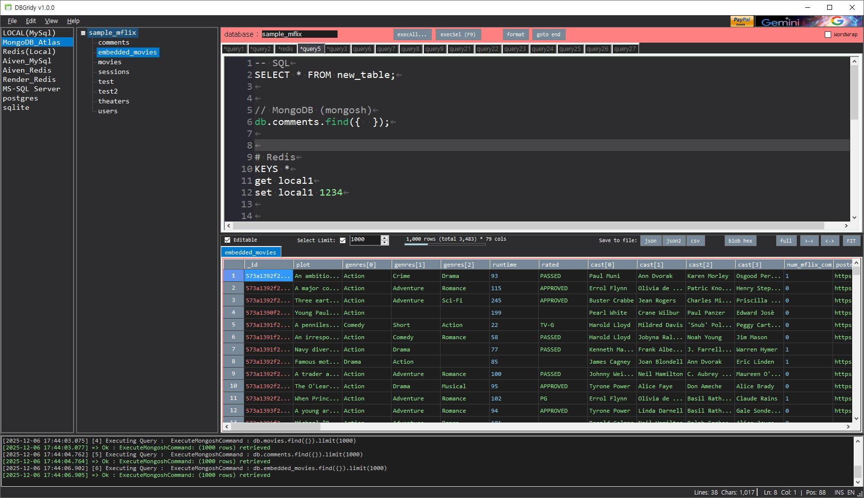 DBGridy Dark Theme Interface